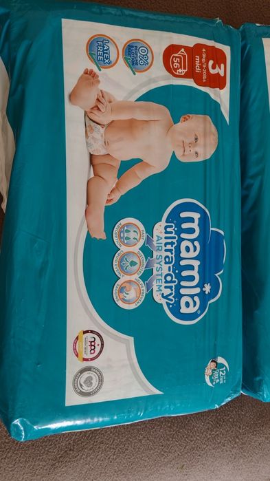 Підгузники Mamia Ultra-dry Midi Nappies памперси 3 розмір 5-9 кг 56 шт