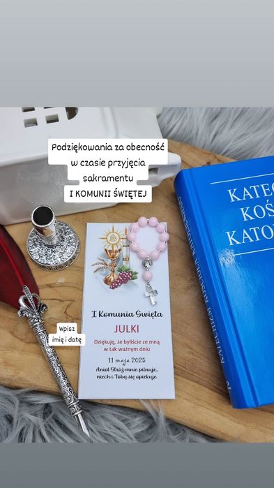 Podziękowania I komunia święta mały różaniec dziesiątka różańca