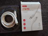 Kabel TYP-C-Lightning 27W PD Power Deliivery iPhone 1M Biały