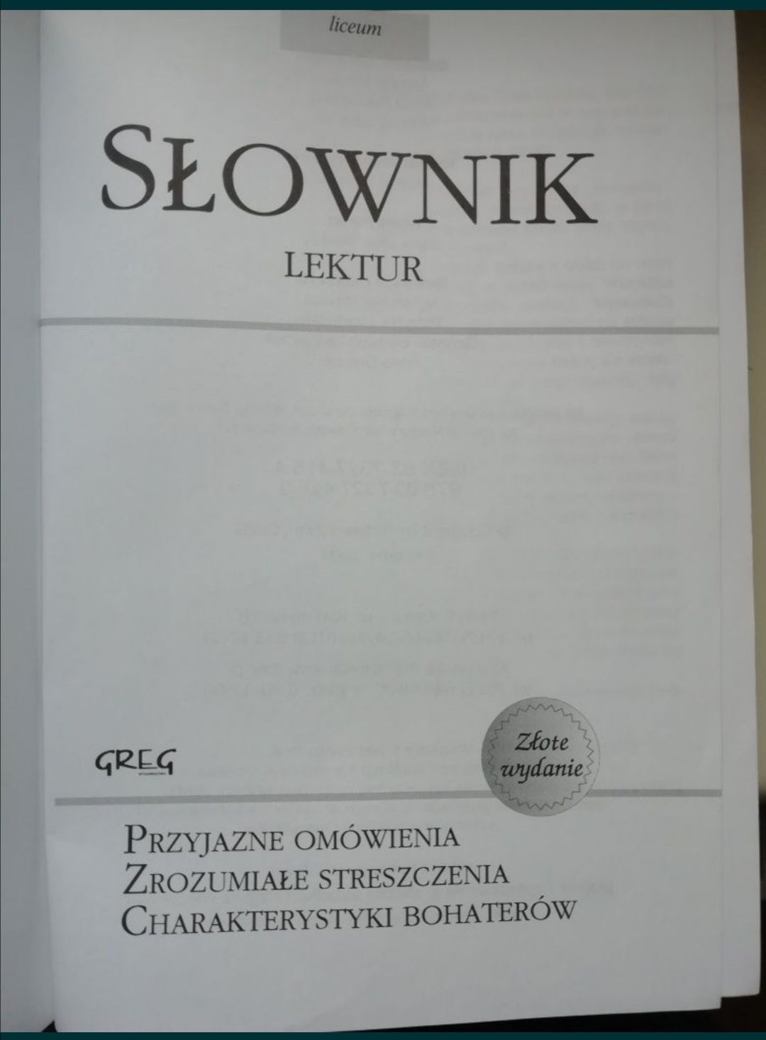 Słownik lektur - streszczenie