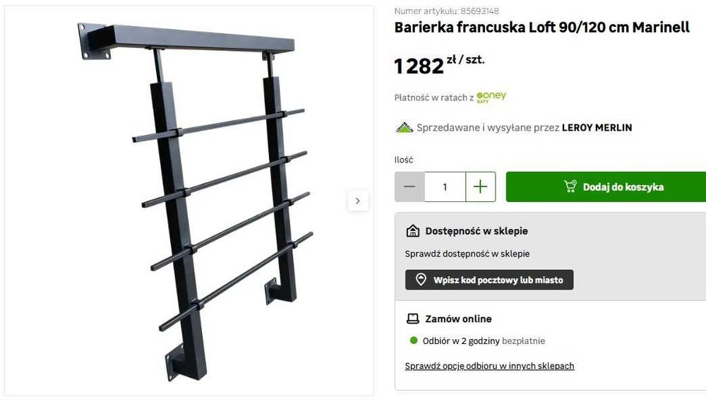 Barierka francuska Loft 90/120 cm Marinell