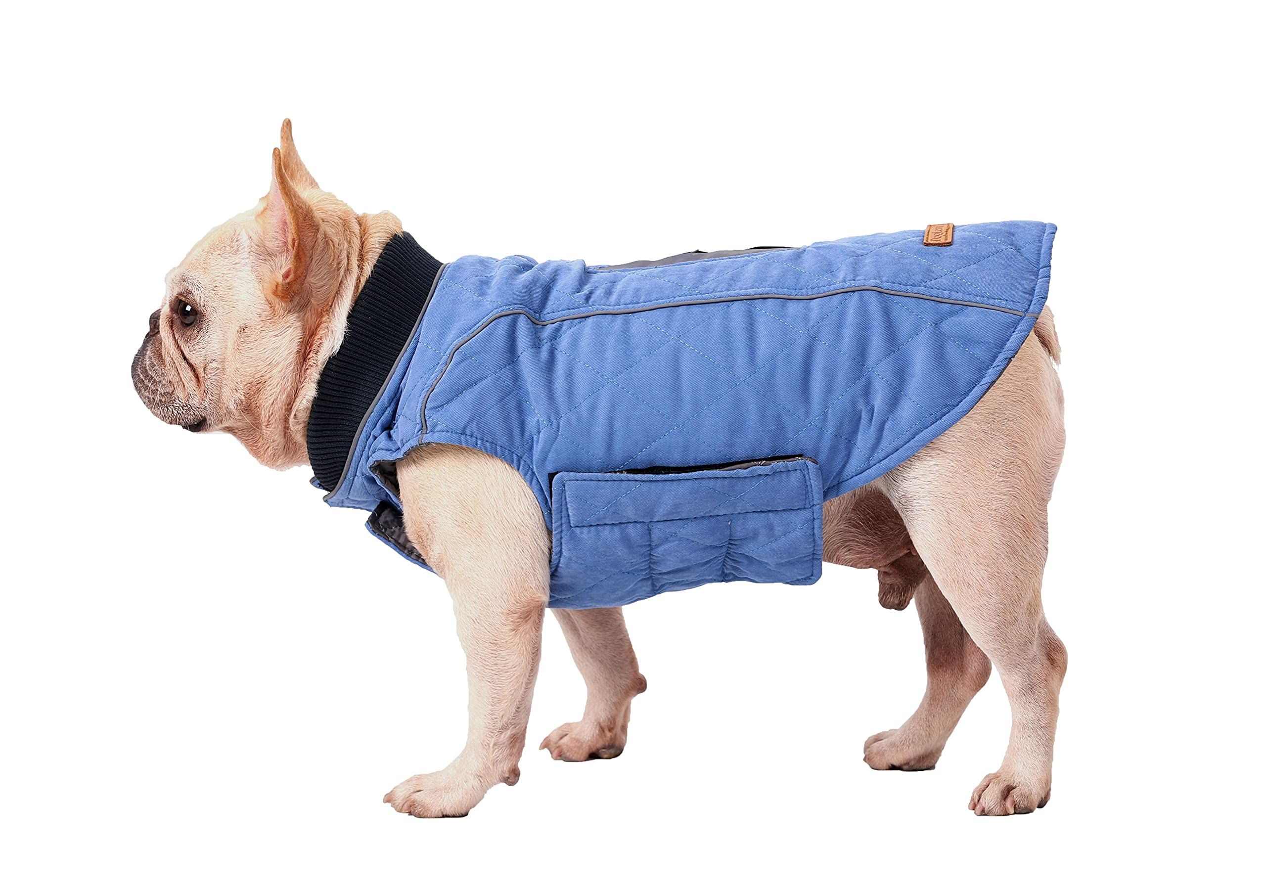 Ubranko dla psa BePetMia, kurtka zimowa z odblaskiem (L, Niebieski)