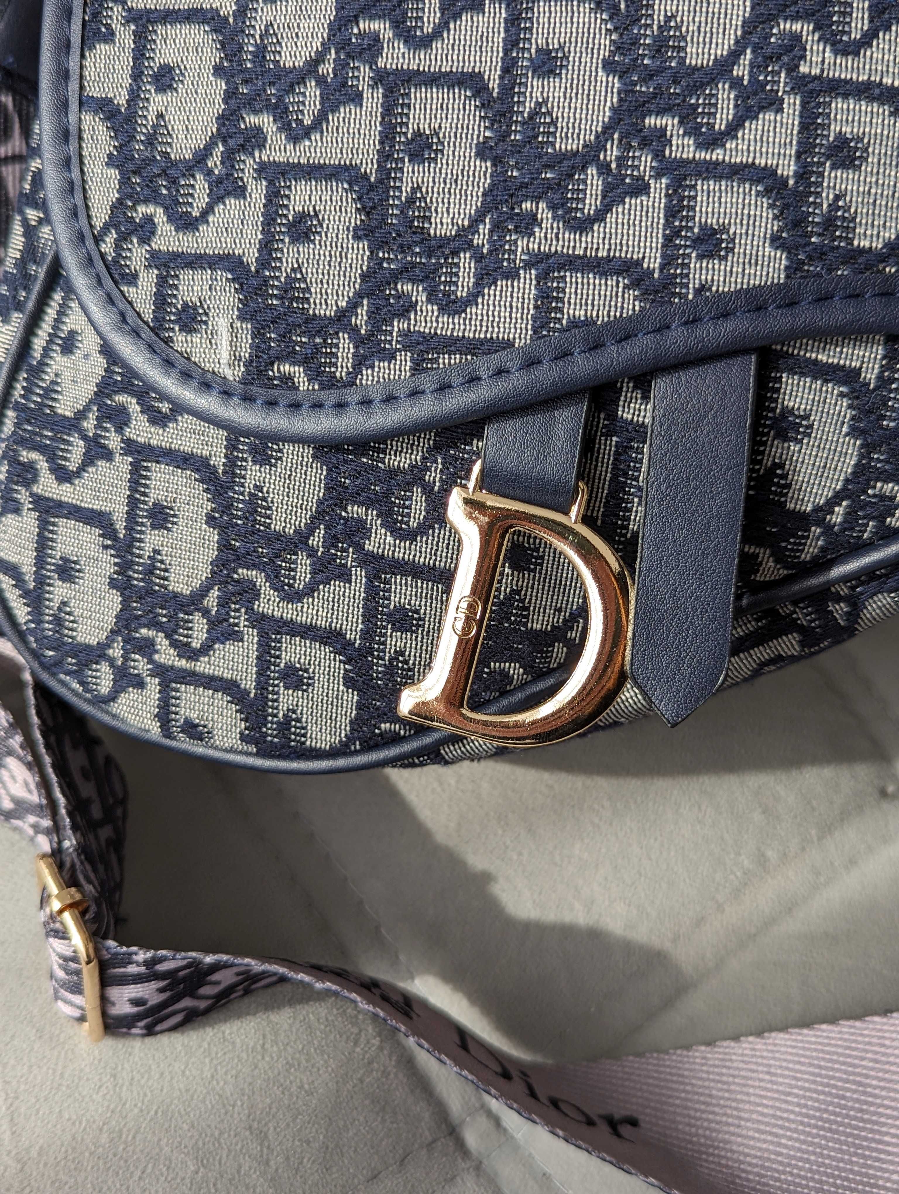 Женская сумка седло текстильная через плечо черная , синяя