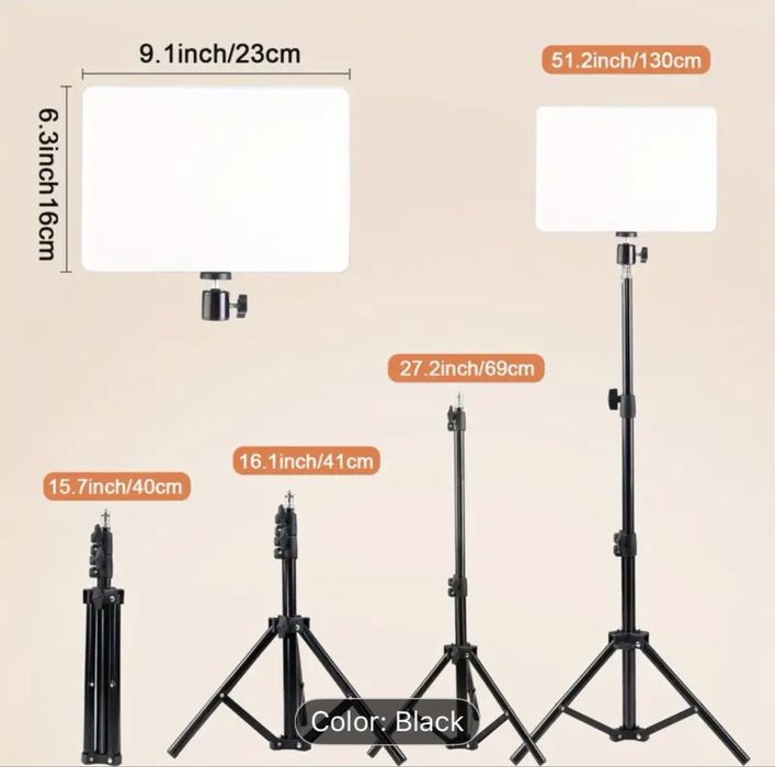 Anel de Luz LED 10” com Tripé Ajustável e Suporte para Telemóvel