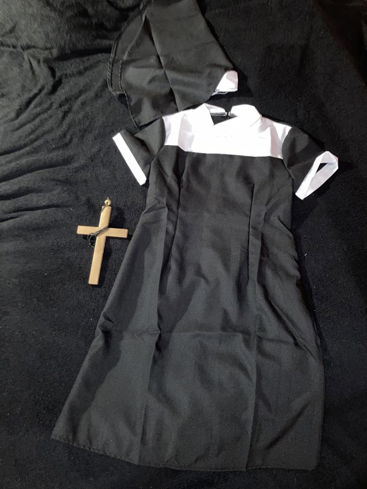 Strój przebranie kostium zakonnica duchowna m krzyż karnawał halloween
