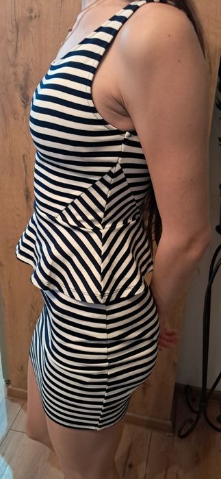 Sukienka lato w paski marynarkska H&M Divided 34