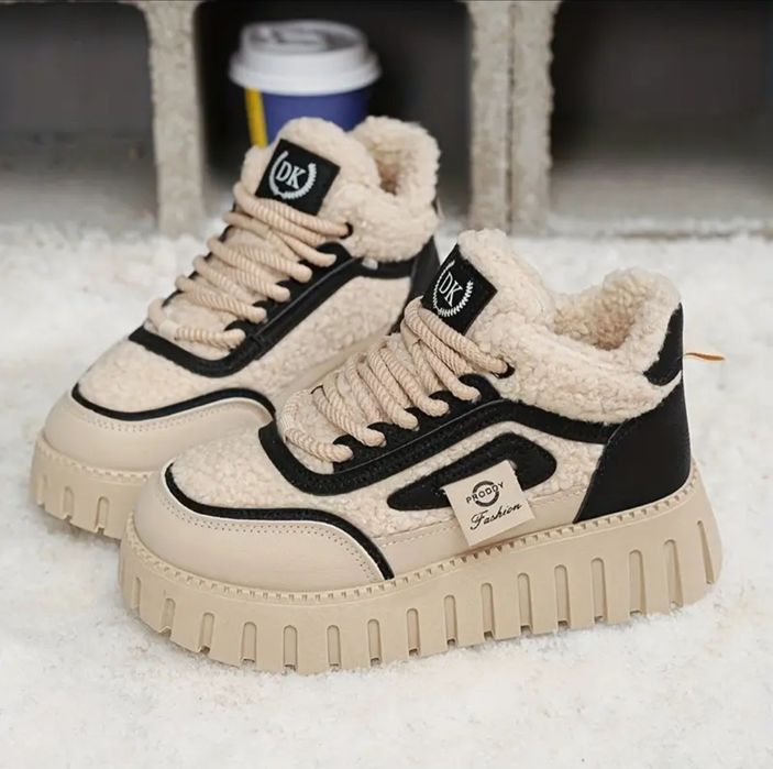 Кроссівки єврозима холодна осінь тедді товста підошва 38 39 40 41