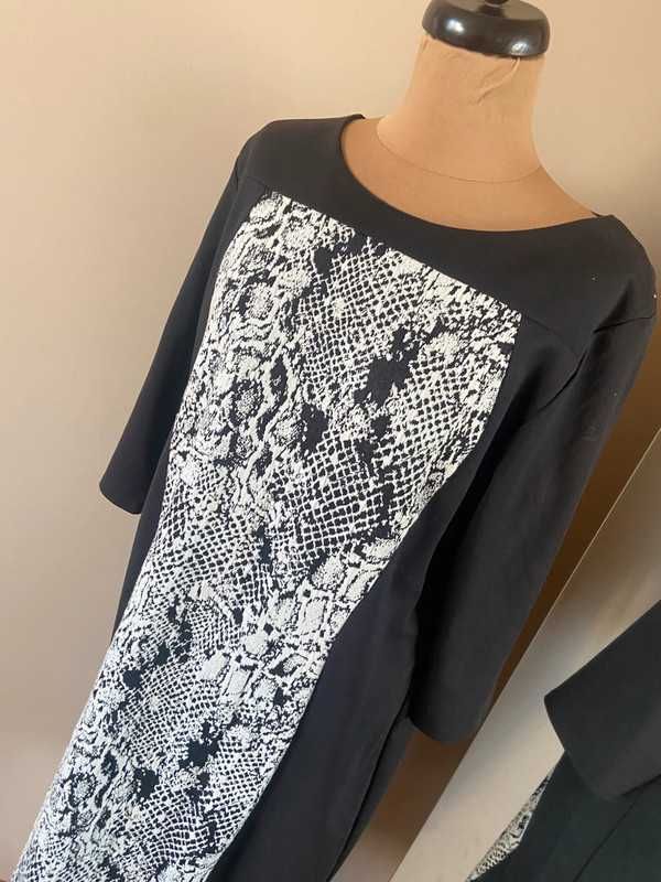 Adika 46 48 xxxl czarna sukienka wzór wyszczuplajacy xxl +size 7/8