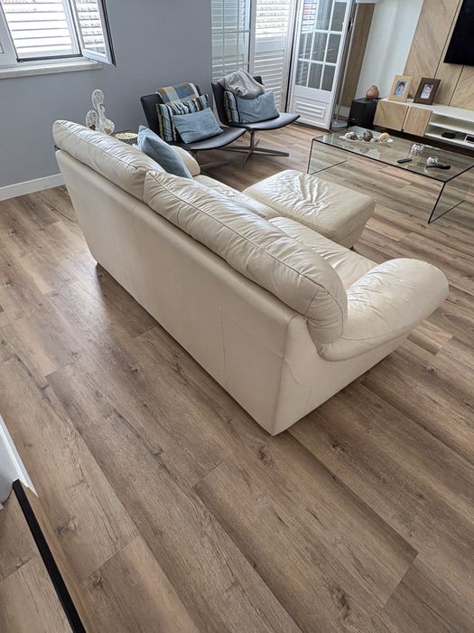 Sofá de pele 3 lugares beje Divani & Divani