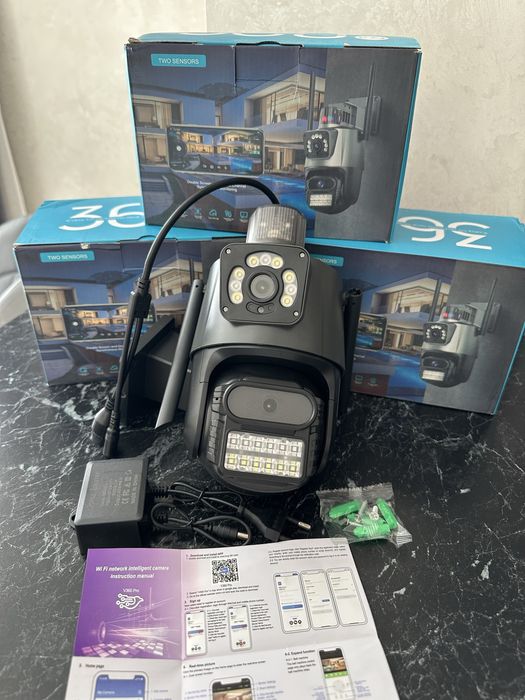 Вулична wi-fi камера, віодоспостереження, двійна, поворотна, ICsee