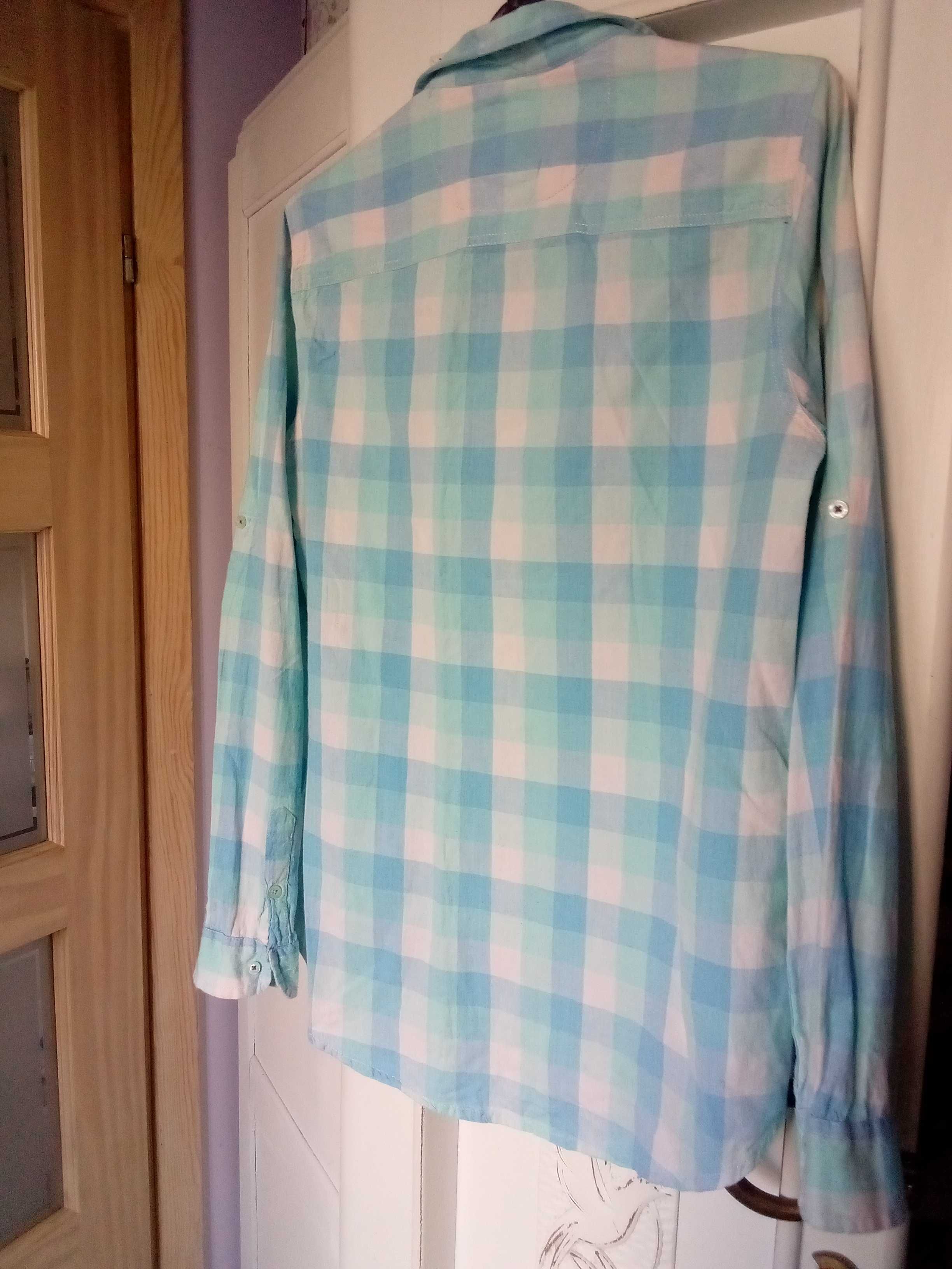 Reserved koszula damska bawełniana rozmiar 40 krata turkus niebieski