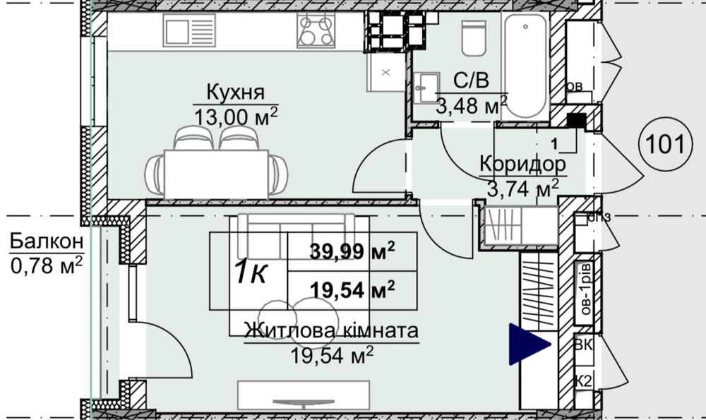OLEGIV Podil 1-нокімнатна квартира