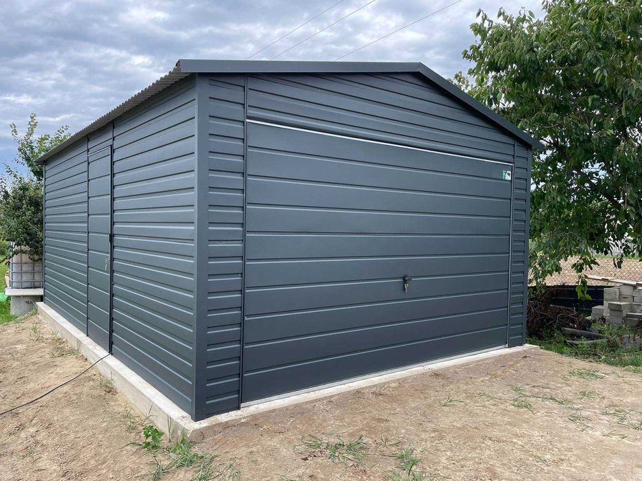 Garaż blaszany 4x6. WZMOCNIONY PROFILAMI w ocynku. PRODUCENT