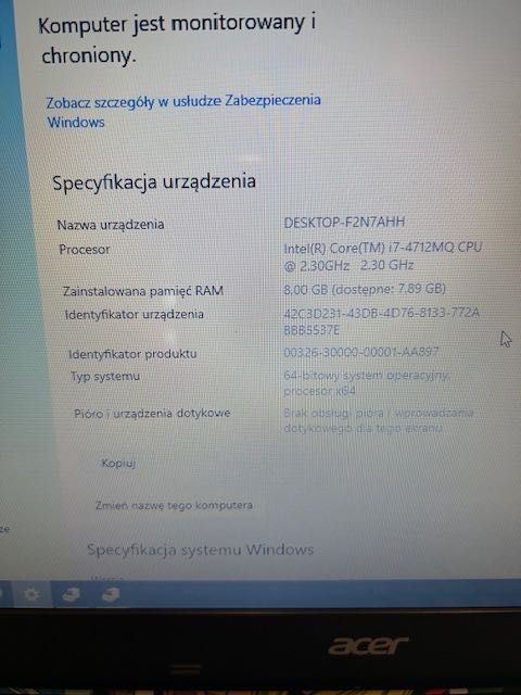 Laptop Acer E5-575G 15,6 " Intel Core i7/8GB/512GB Szczecin