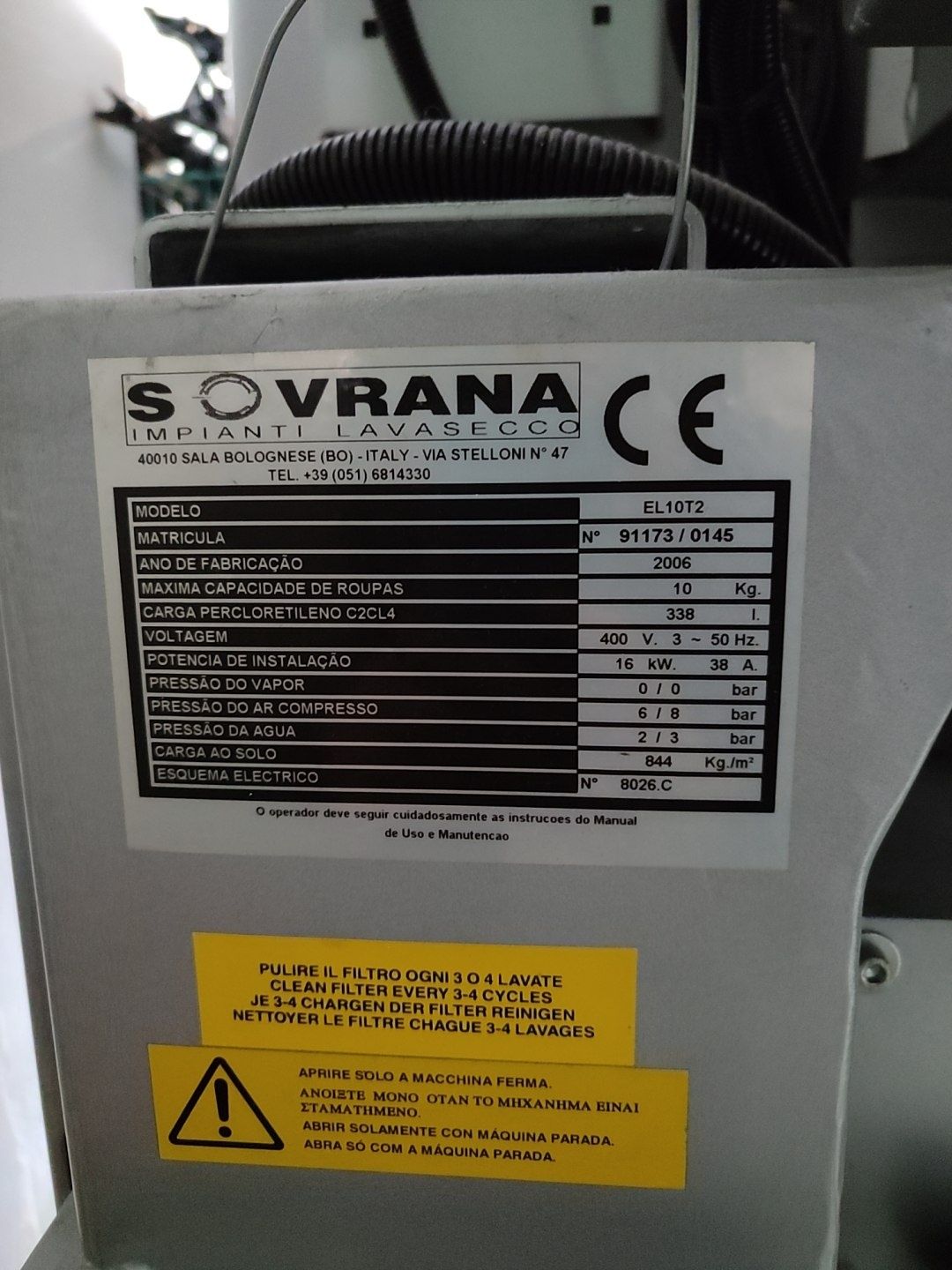 Máquina limpeza a seco sovrana
