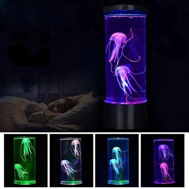 Дитячий LED нічник Jellyfish Акваріум з медузами живлення USB 25,5см