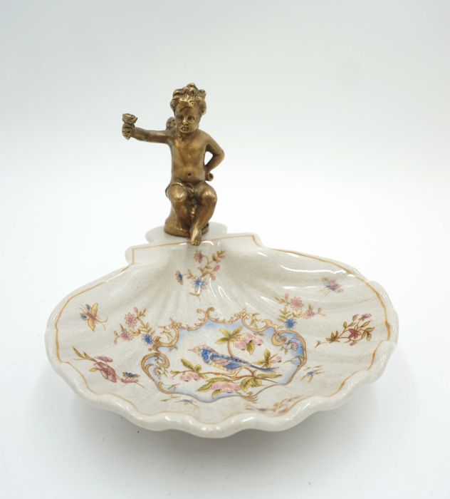 PIĘKNA mydelniczka -porcelana z brązem