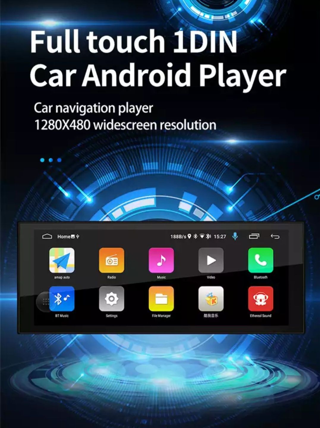 Rádio 1DIN Android 10 + GPS+RDS+ Ecrã táctil 6.9 polegadas (NOVOS)