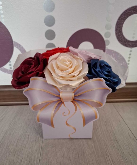 Flower Box / Róże ze wstążki / Prezent Dzień Nauczciela / Walentynki