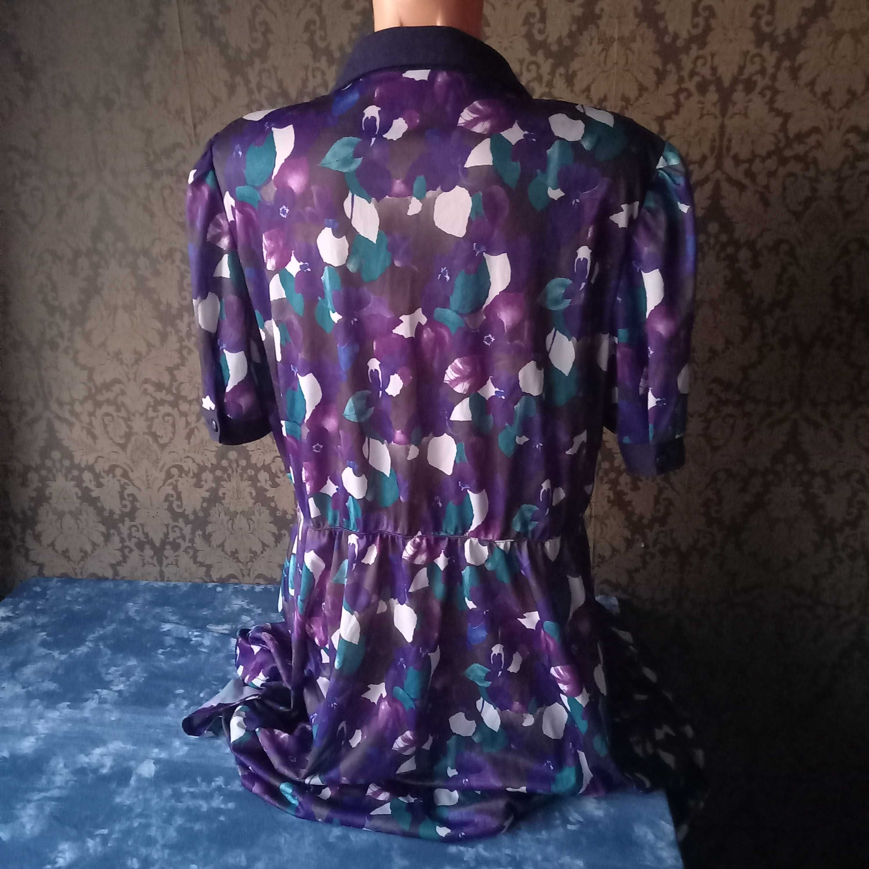 sukienka w kwiaty fioletowa vintage