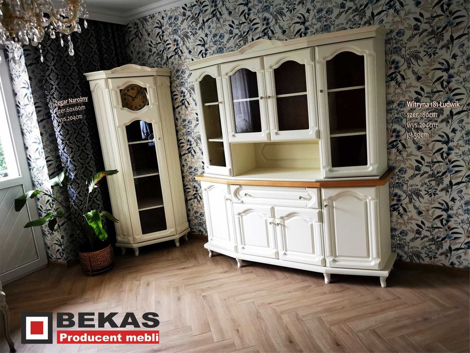 Stylowy Prowansalski Kredens 123 Dąb Ecru Ludwik Producent Mebli BEKAS