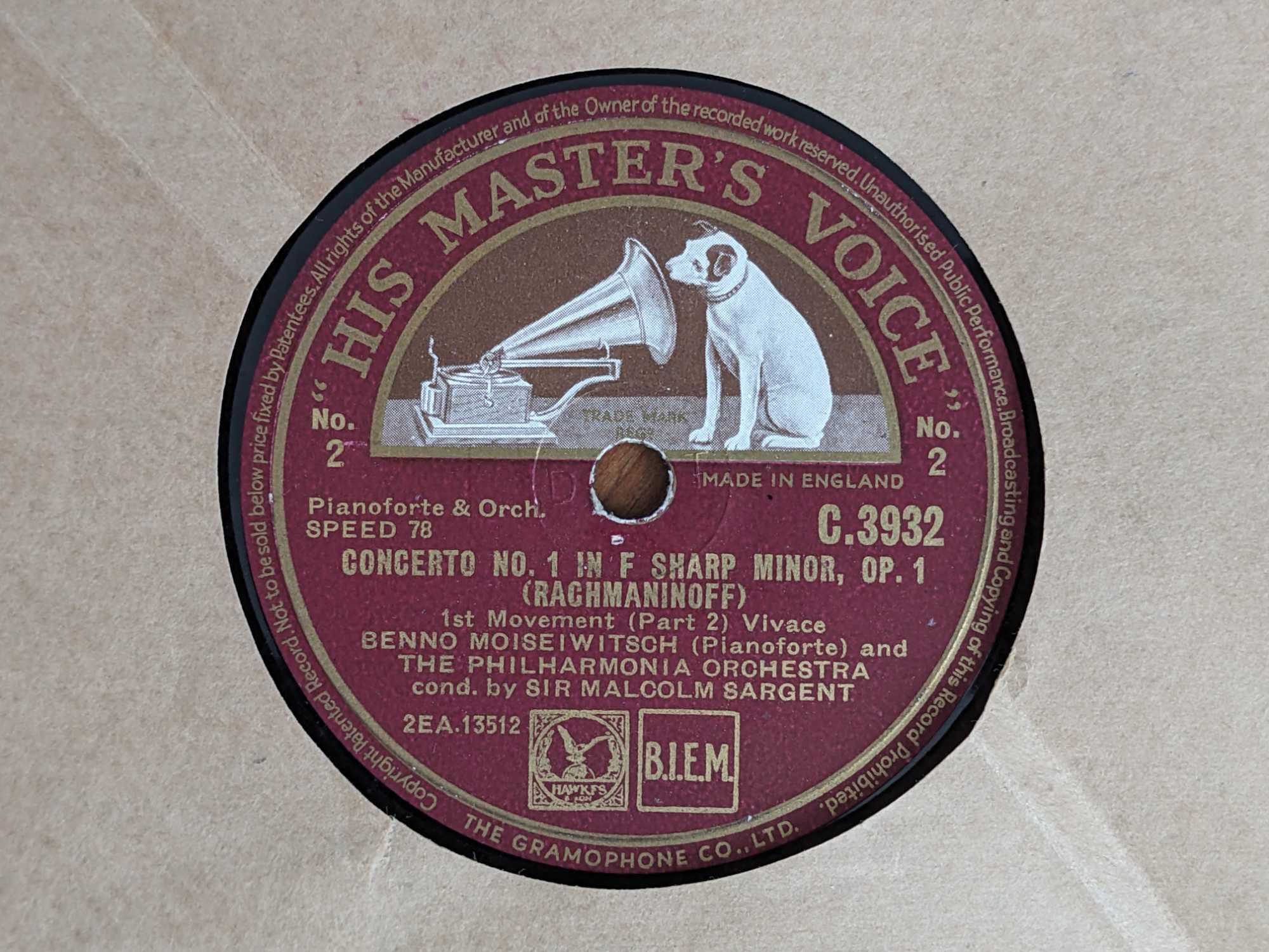 Патефонные граммофонные пластинки His master's voice 78 об шеллак