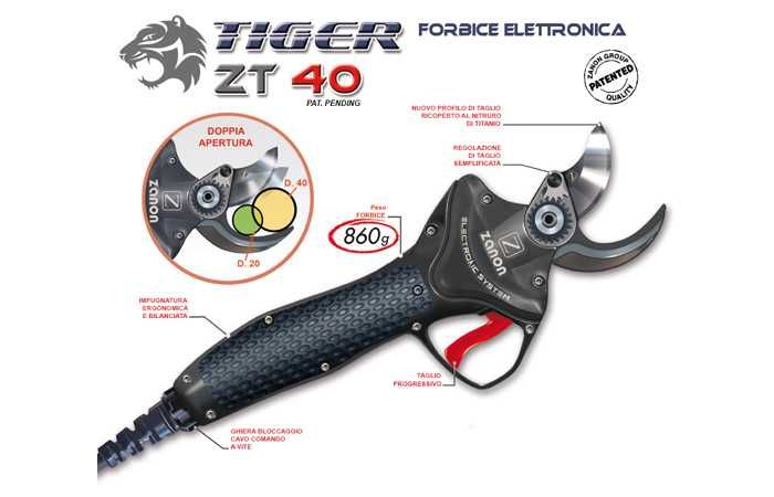 Tesoura elétrica Zanom ZANON TIGER ZT40 -  Com bateria Drive 300S