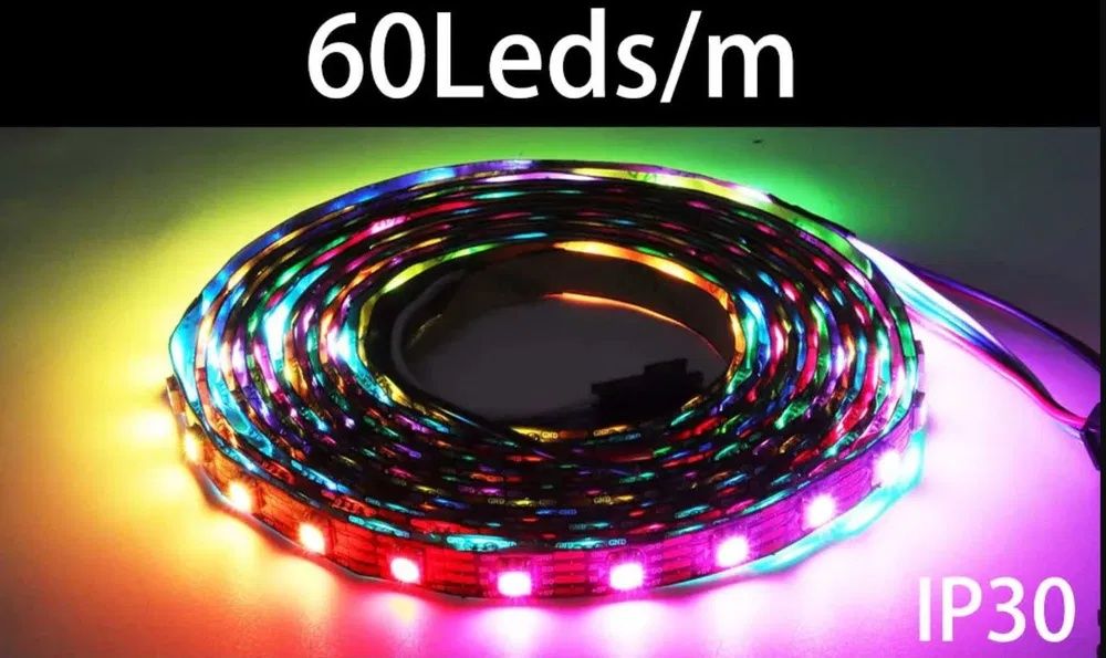 Светодиодная адресная 60 LED RGB лента WS2812b