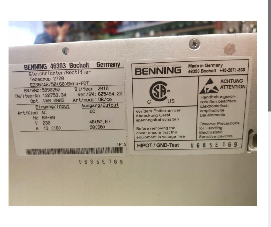 Tebechop 2700 48V/50A. Firmy   BENNING Zasilacz.  Prostownik