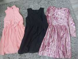 Zestaw 3 sukienki Czarna biała brzoskwiniowa 152-158