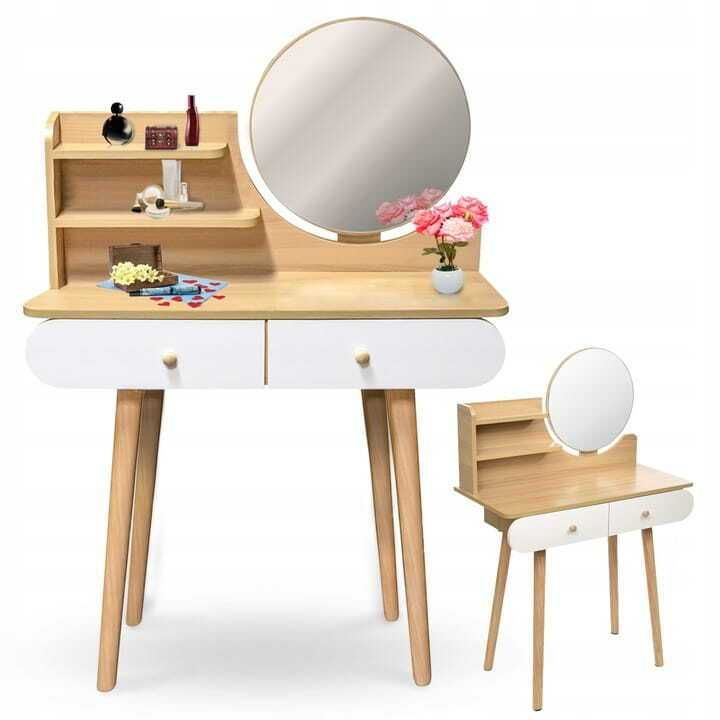 Туалетний столик б'юті столик SCANDI з дзеркалом білий для жiнок
