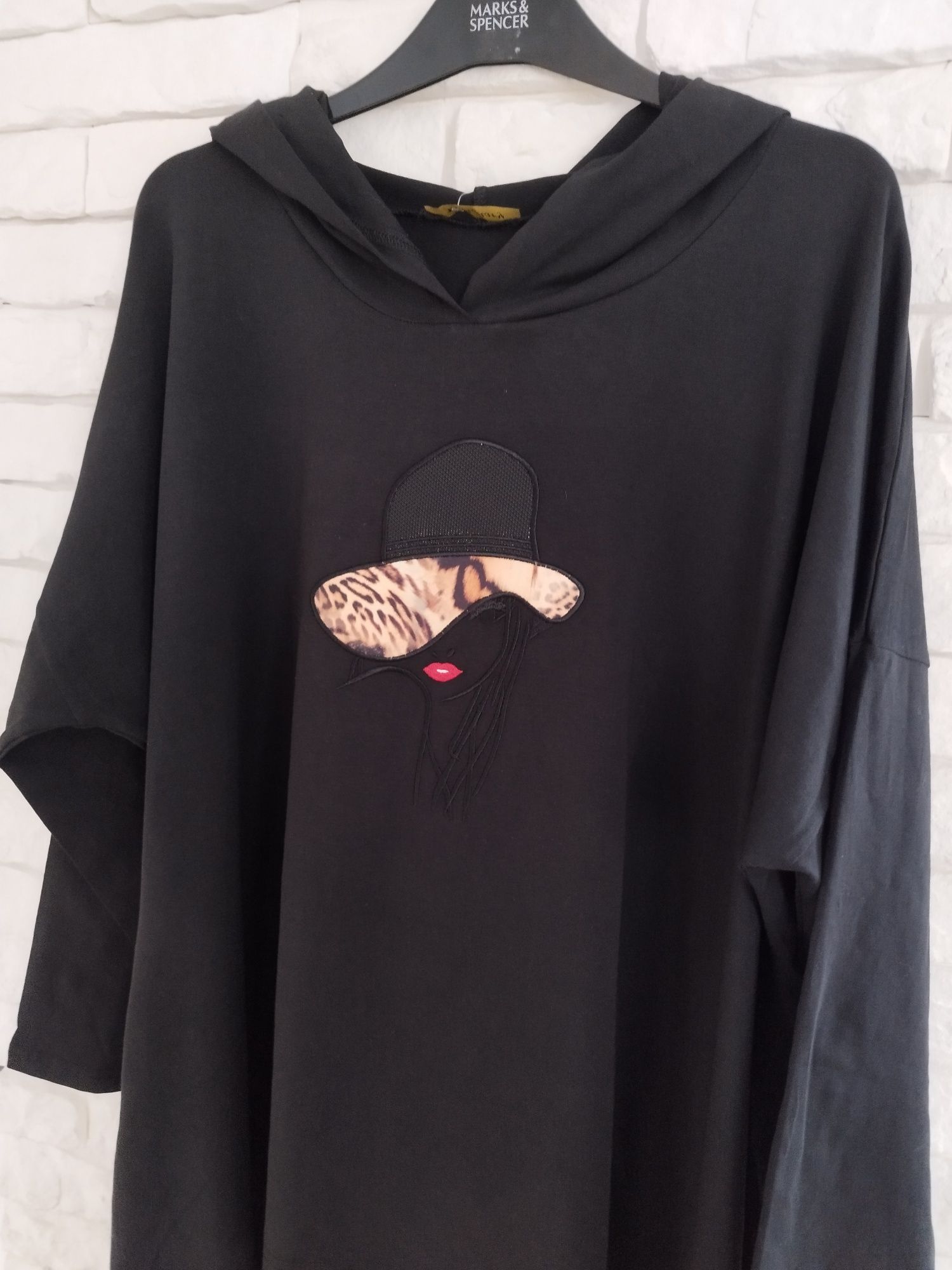 Womanary asymetryczna tunika oversize plus size xxxl 50 52 54 cyrkonie