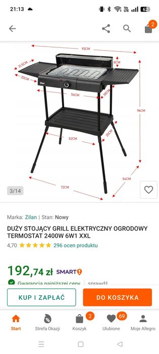 Zilan Stojący Grill Elektryczny Ogrodowy 6W1 Xxl