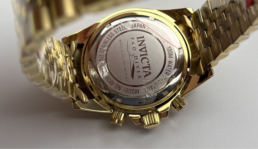 Invicta 48382, золотистий чоловічий годинник, инвикта хронограф