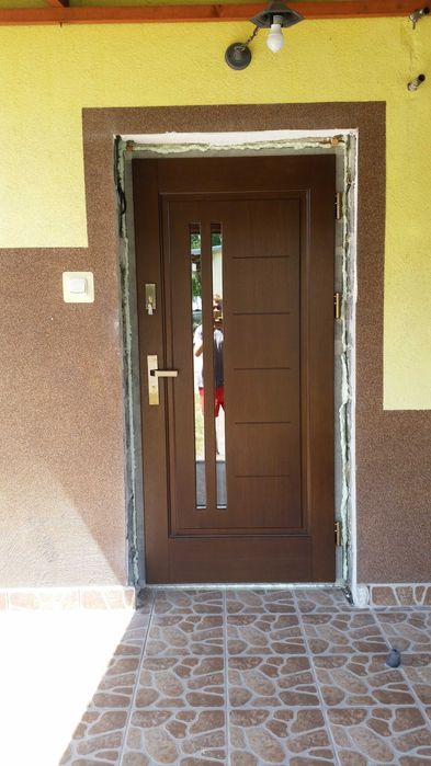 Drzwi zewnętrzne drewniane 78 orzech/antracyt!Od ręki!Czyste powietrze