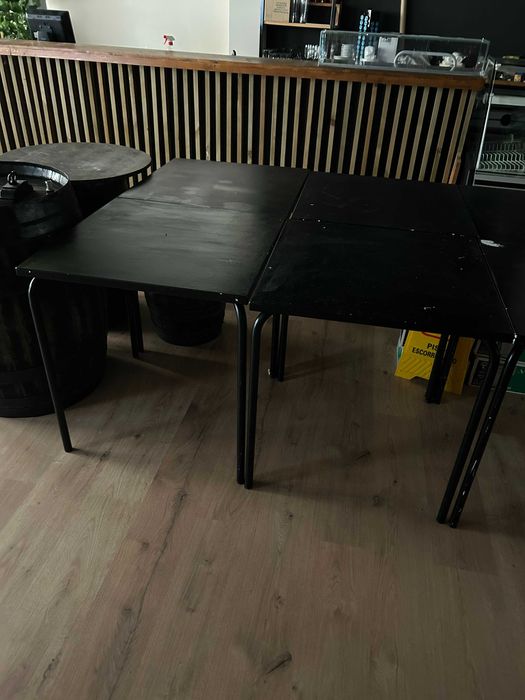 Mesas de esplanada pretas metálicas