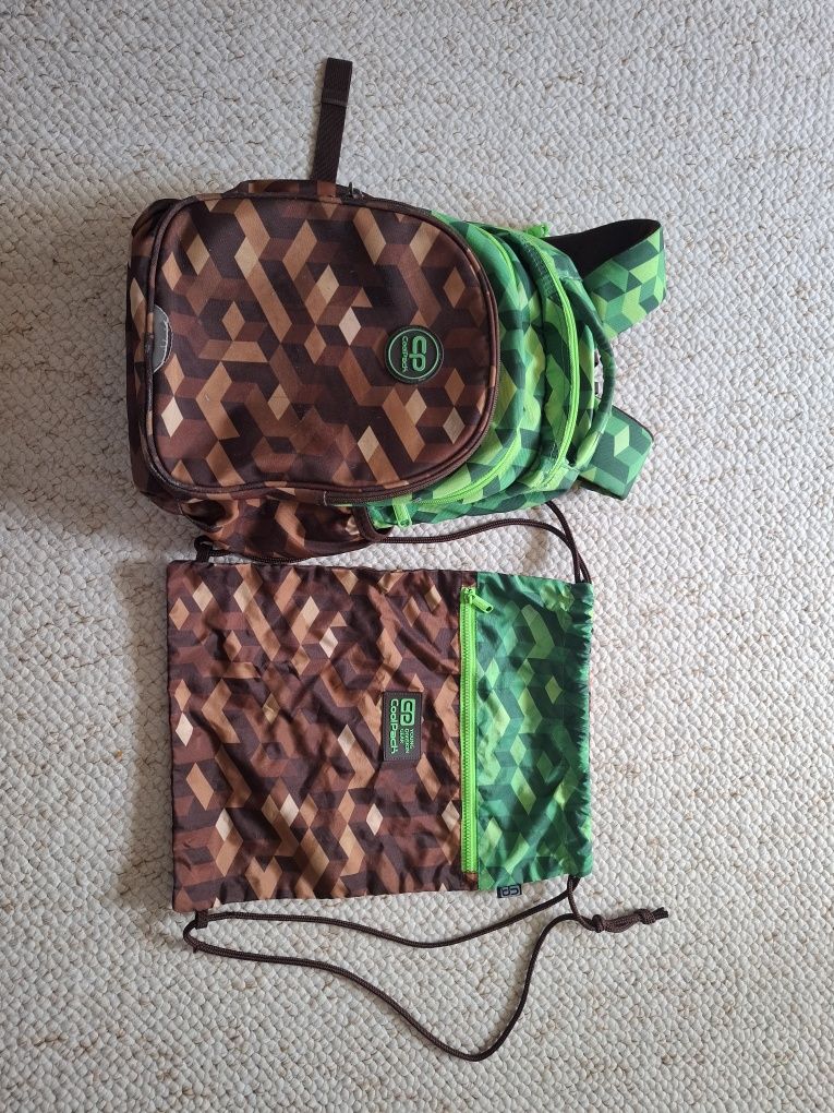 Plecak coolpack 21, city jungle minecraft 1-3 i worek na buty+piórnik