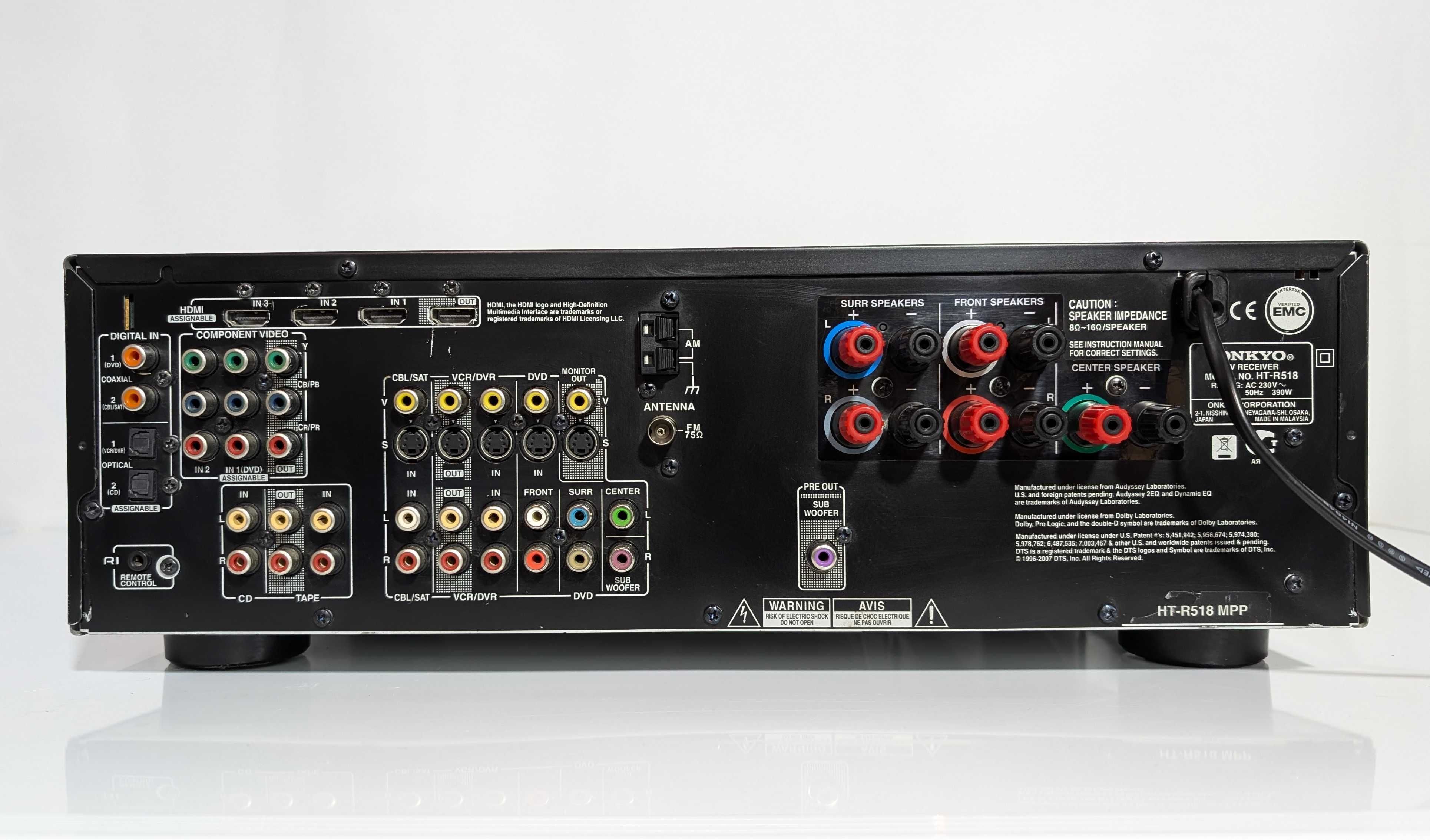 5.1 Ресивер Onkyo HT-R518,має 130 Вт/канал/Пульт/HDMI/Dolby/ЦАП/8-16Ом
