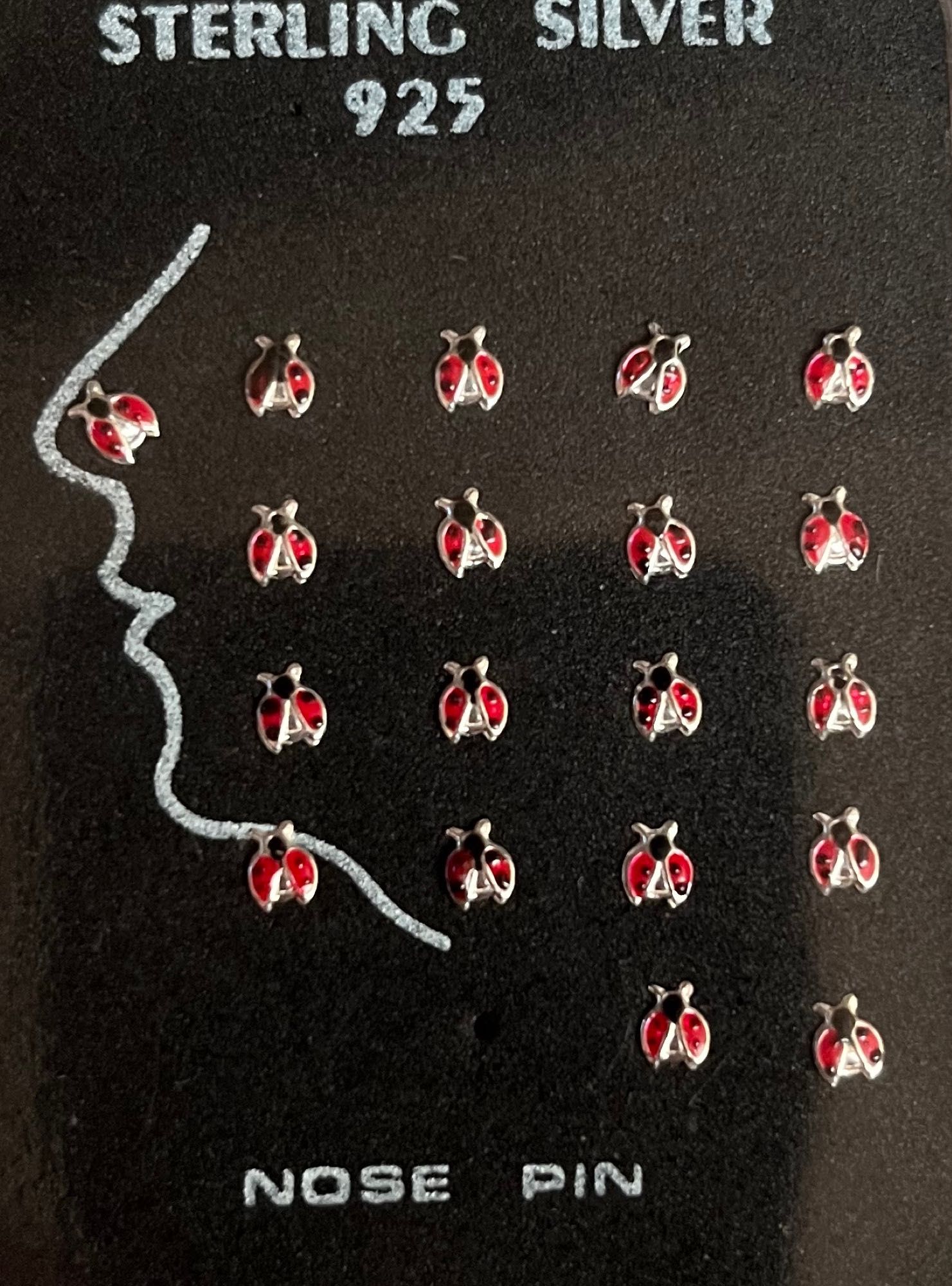 Kolczyk do nosa biedronka nostril srebrny srebro 925 piercing