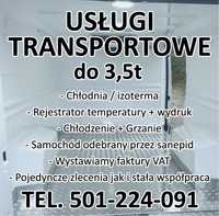 Uslugi transportowe do 3,5t Chłodnia + grzanie z rejestratorem