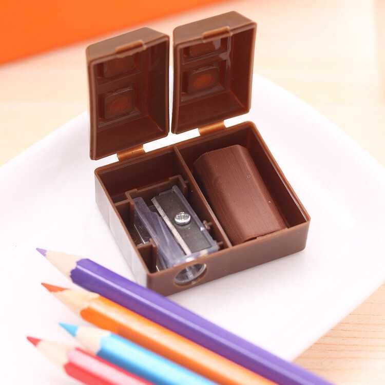 Точилка для карандашей "Шоколад" 2 в 1 плюс ластик