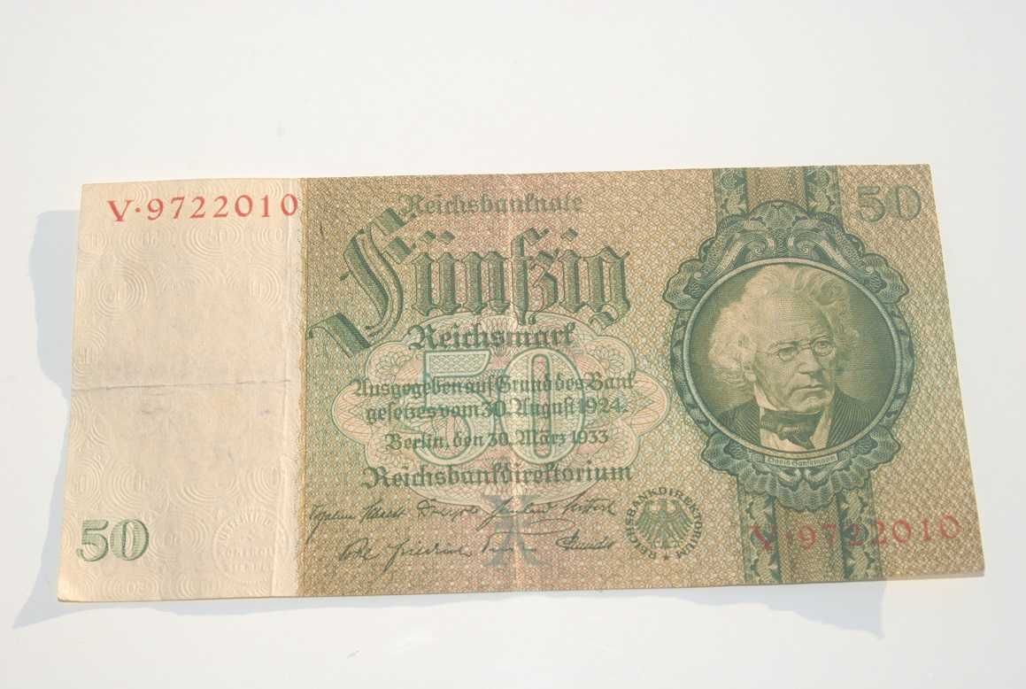 Stary banknot 50 marek 50 reichsmark 1933 antyk