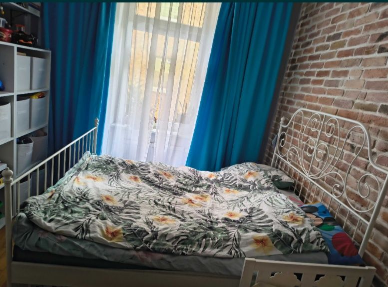 Łóżko metalowe białe Ikea Leirvik 140x200 stelaż i materac