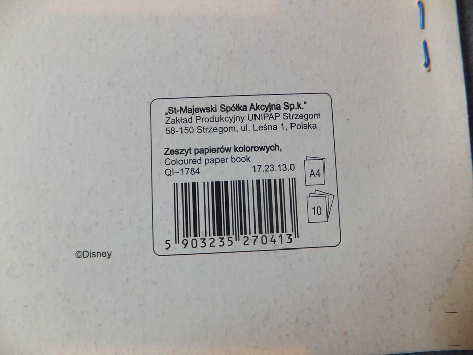 Zeszyt papierów kolorowych VIOLETTA A4/10K Disney blok szkoła