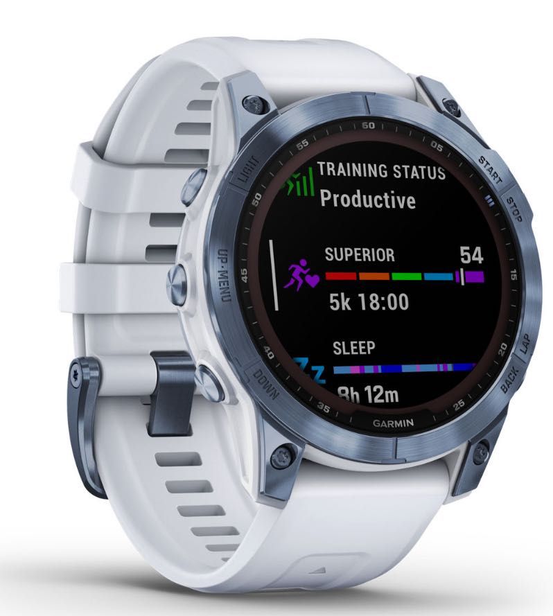 Garmin Fenix 7 Sapphire Solar Mineral Blue DLC Titanium White