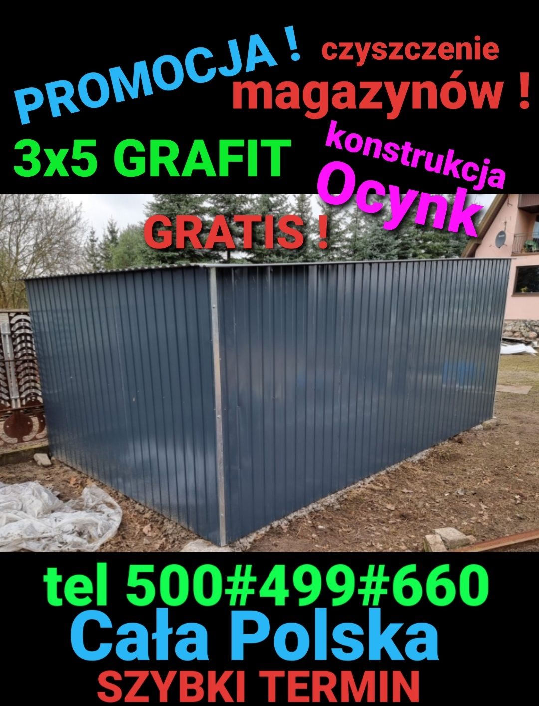 Garaż 3x5 GRAFIT PROMOCJA! Garaże MOCNE! Szybko i Tanio ! CAŁA POLSKA