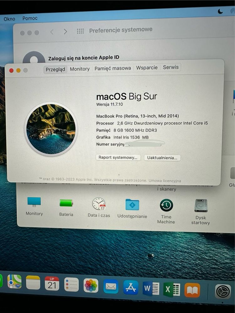 MacBook Pro 13” A1502 (2014) – i5 / 8GB RAM / 256GB SSD / nowa bateria