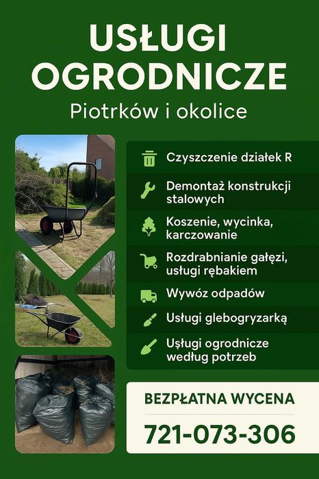 Usługi ogrodnicze Piotrków – koszenie trawy, wycinka drzew, działki