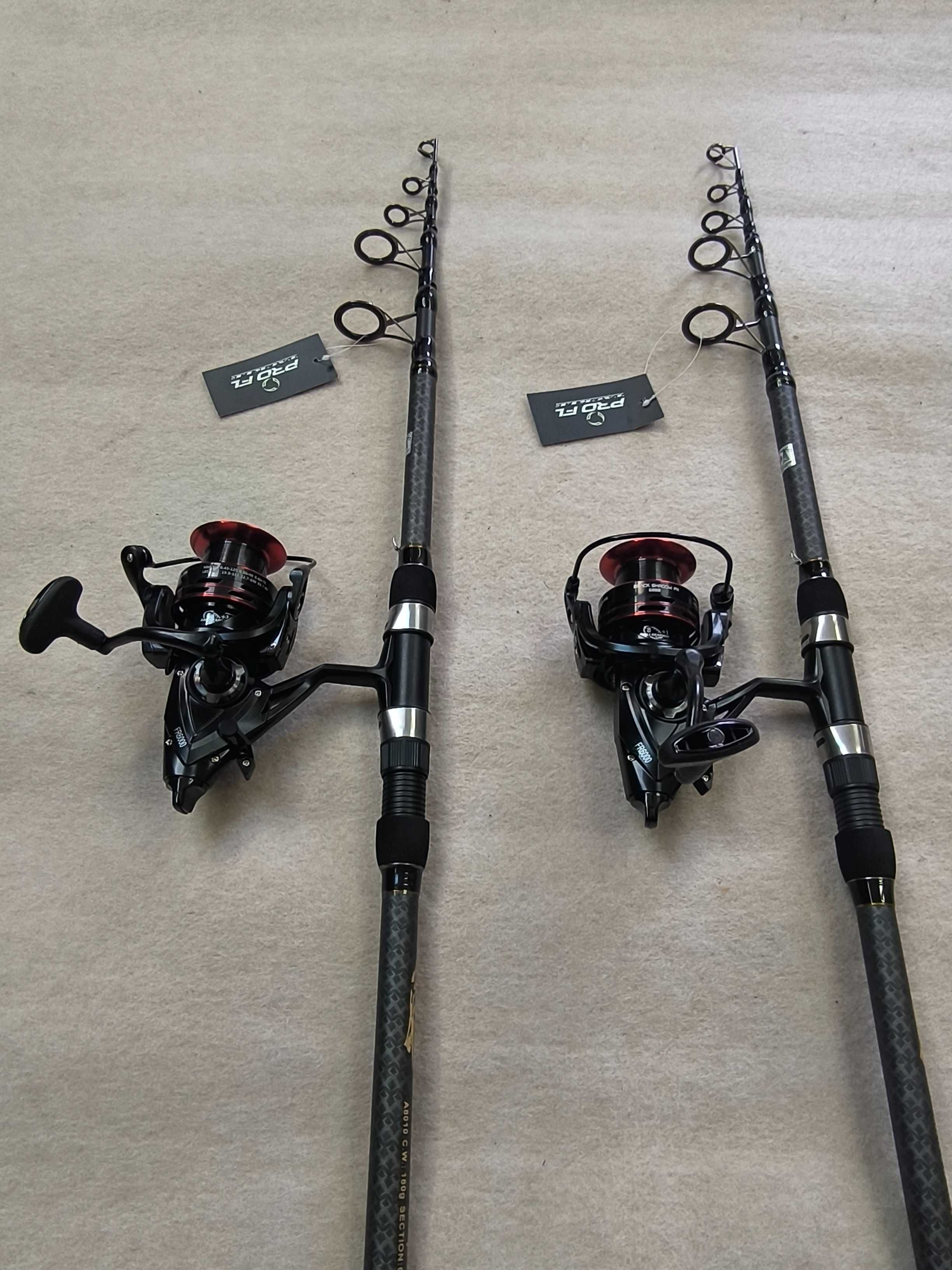 Zestaw karpiowy 2xWędka telecarp 3.3m+ 2xKołowrotek Black Shadow+Żyłka