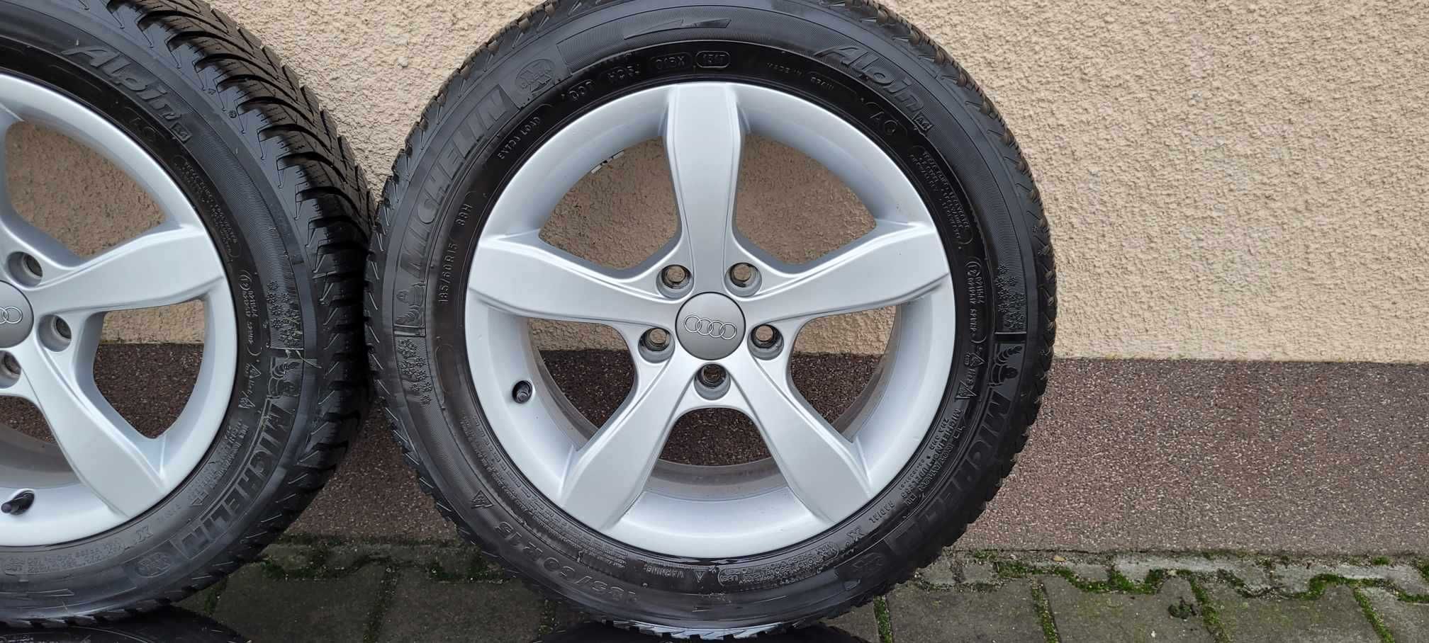 Alufelgi AUDI 5X100 z oponami 186/60 R15 zima